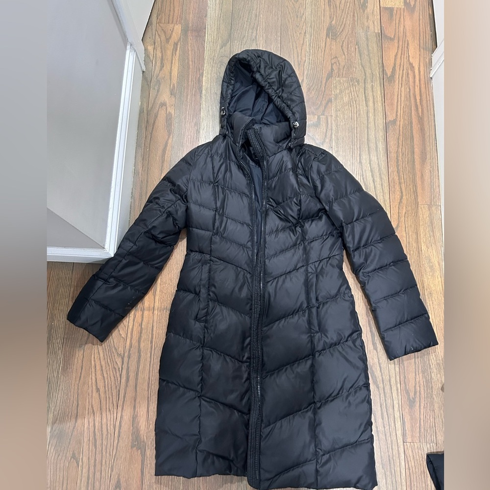 Lands end black winter long puffer